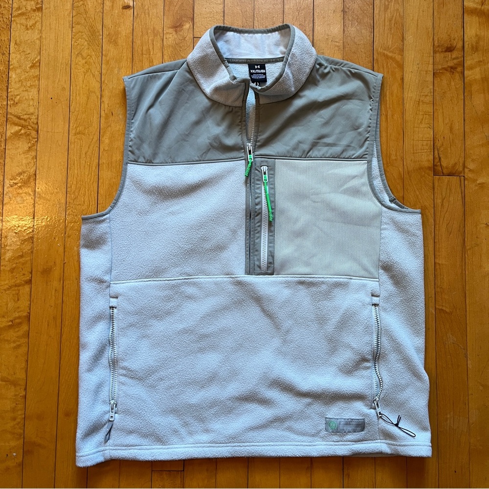 Under Armour Microfleece Maxx 1/2 Zip Vest Men's Size XXL Gray Zipped pockets